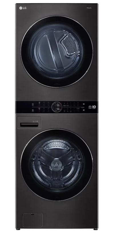 غسالة ال جي دورين اتوماتيك ديو كومبو غسيل 21 كيلو ، المجفف 16 كيلو استيل اسود موديل  WK2116BST1