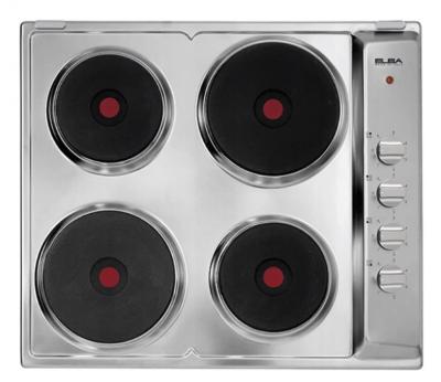 البا سطح بلت ان كهرباء حجر 60 سم, 4 شعلات سريعة الاشتعال, مفاتيح جانبية, استيل - AS ES60-046 X