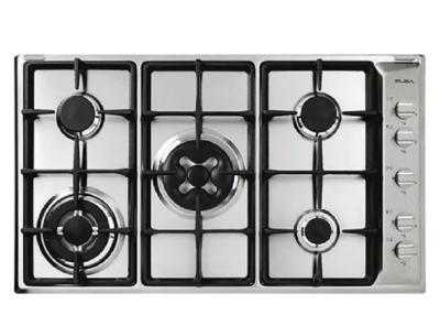 البا موقد مسطح بلت-إن، غاز، مقاس 90 سم، 5 عين، امان كامل، اشعال ذاتى، ستيل - ASEN95-565XD